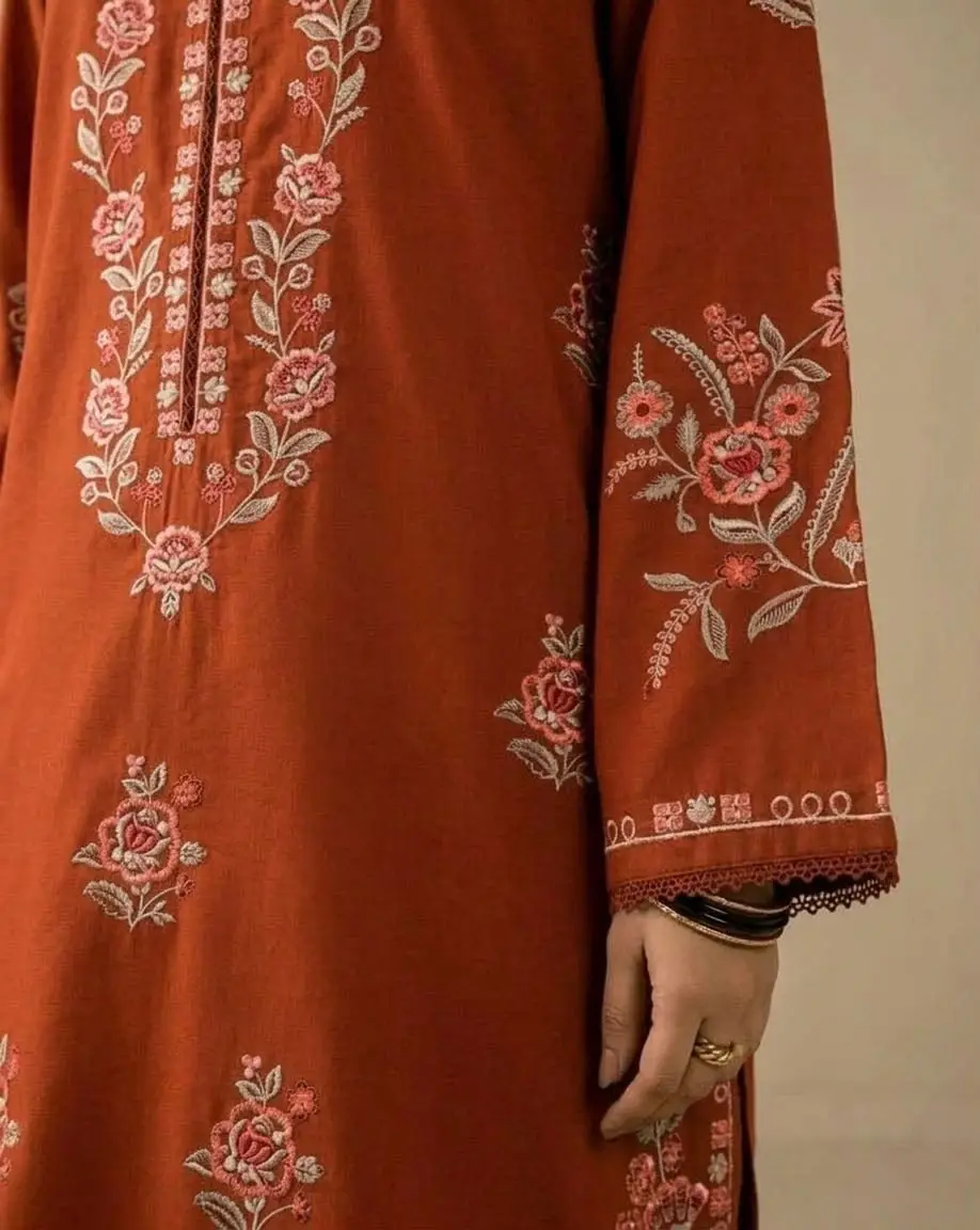 2 Pcs Women's Unstitched Embroidered Suit