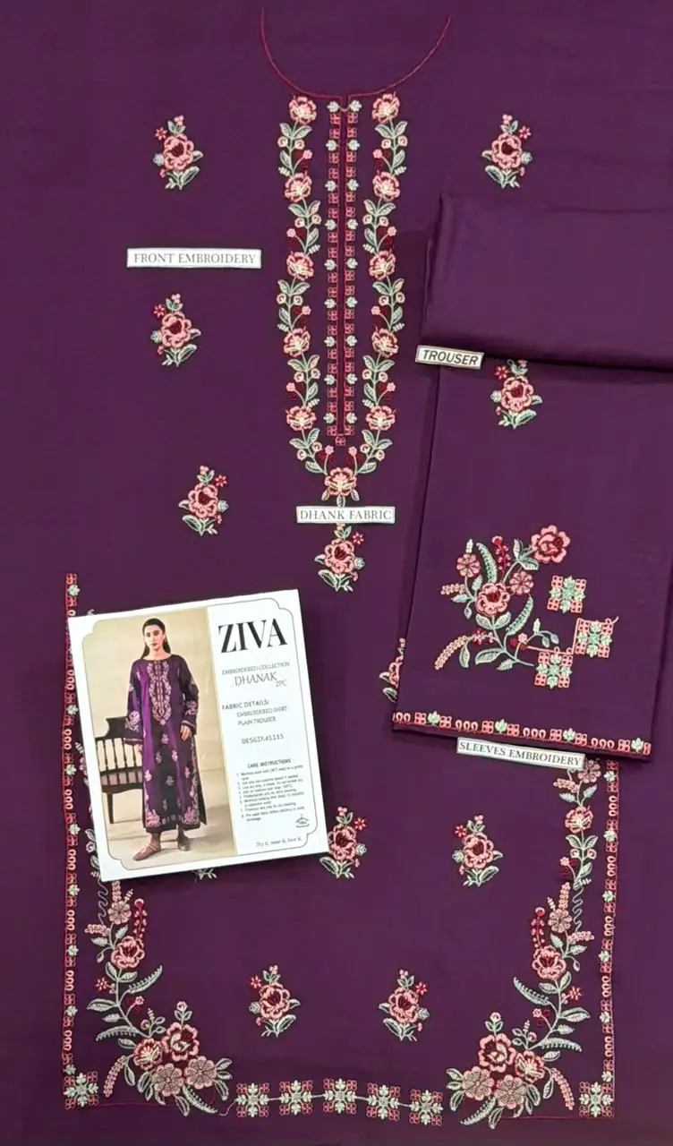 2 Pcs Women's Unstitched Embroidered Suit