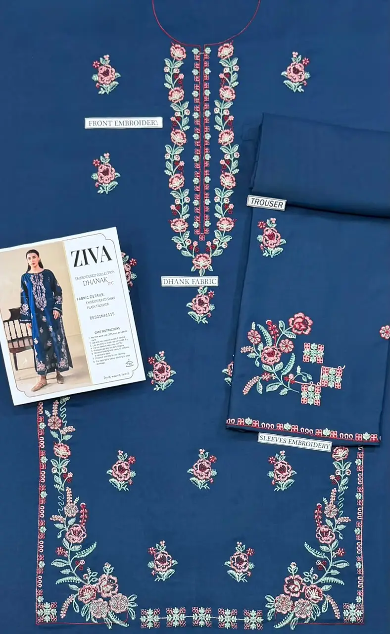 2 Pcs Women's Unstitched Embroidered Suit