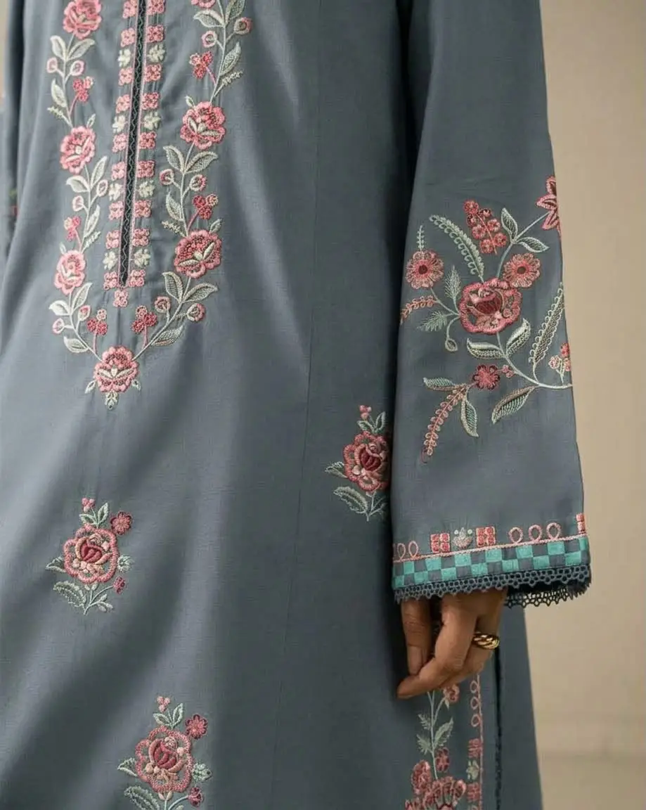 2 Pcs Women's Unstitched Embroidered Suit