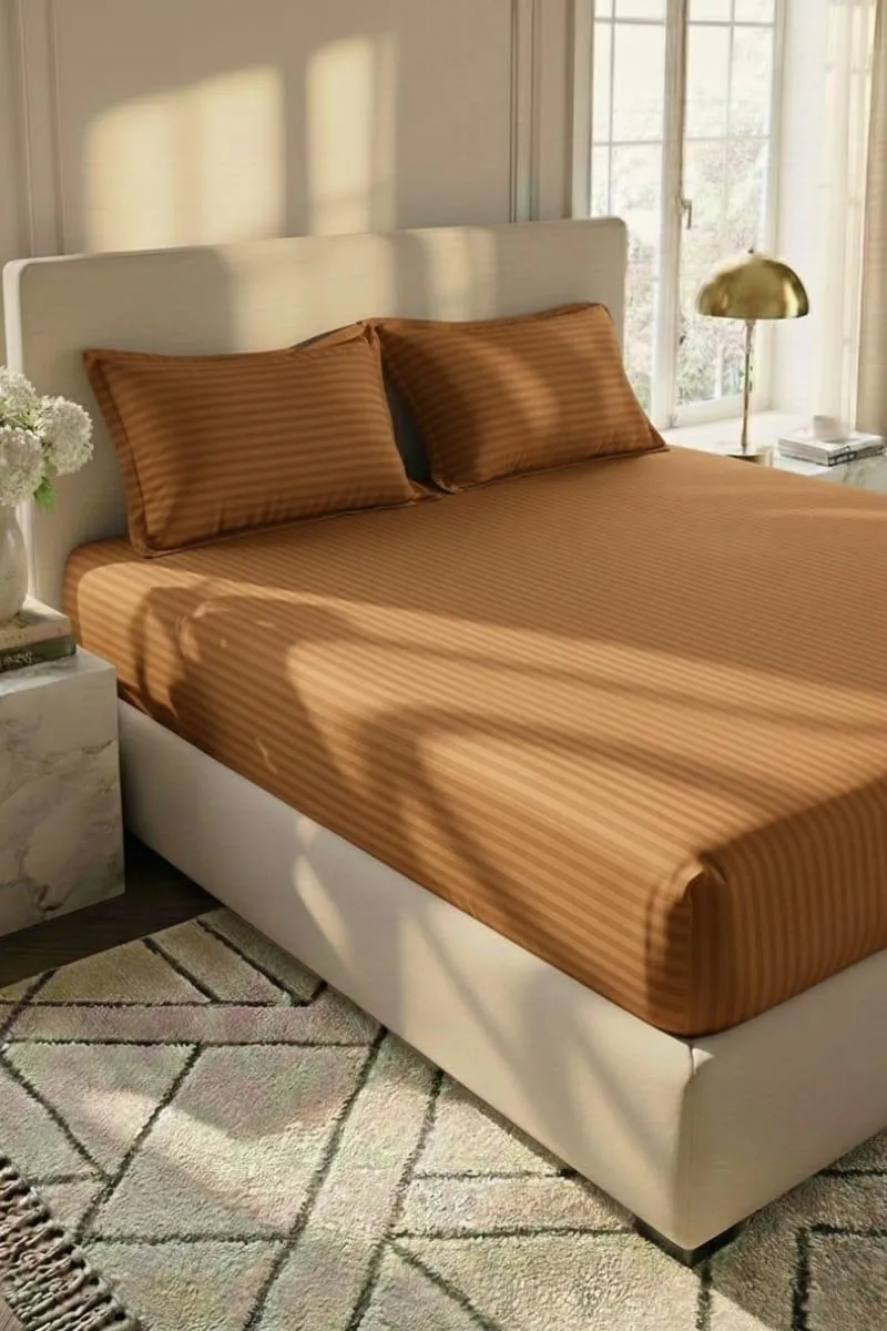 Orange Micro Cotton Double Bedsheet Set 3 Pcs