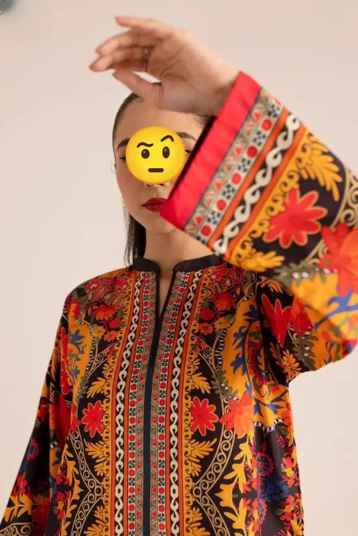 2 Pcs Women's Stitched PRINTED SHIRT WITH PRINTED FLAPPER 2 PCS SWISS LAWN