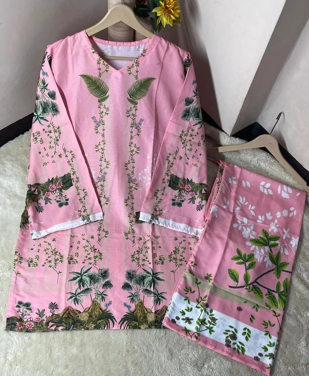 2 Pcs Women's Stitched Doria Lawn Printed Shirt And Trouser