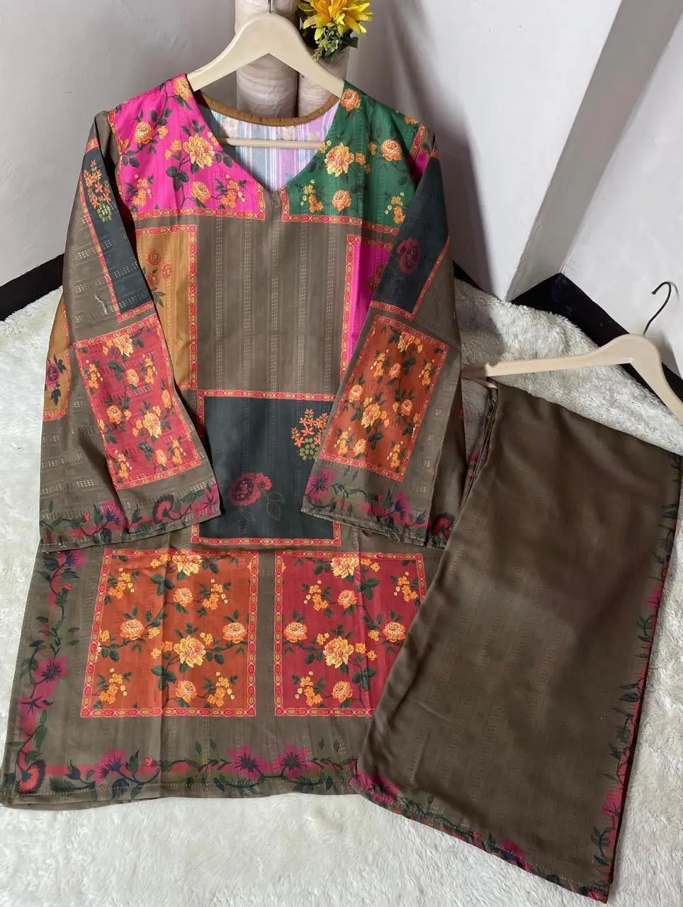 2 Pcs Women's Stitched Doria Lawn Printed Shirt And Trouser
