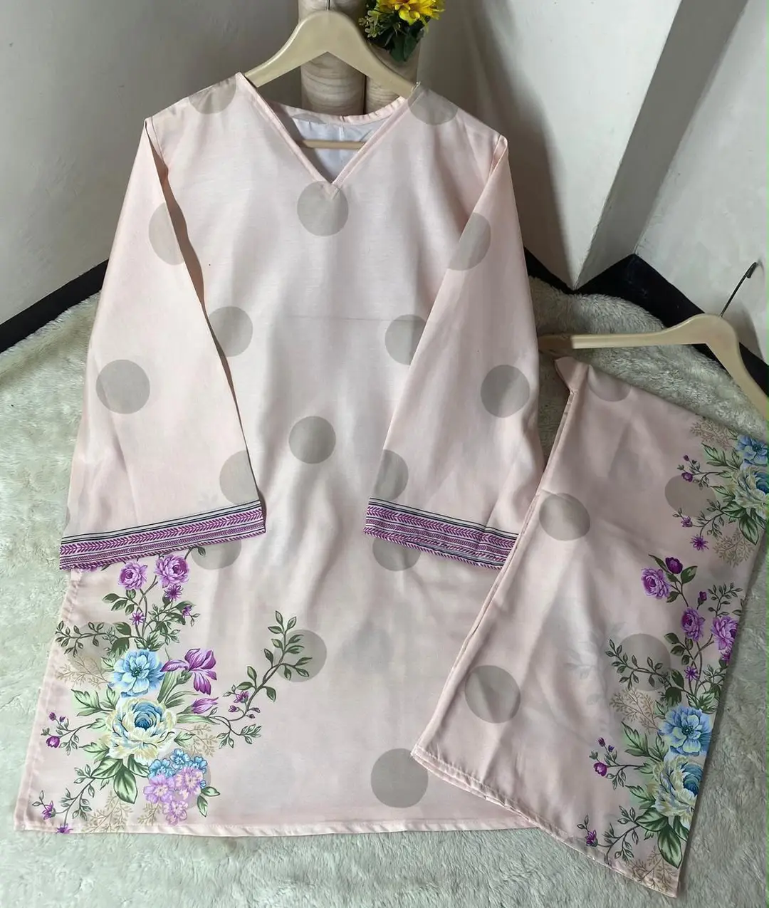 2 Pcs Women's Stitched Doria Lawn Printed Shirt And Trouser