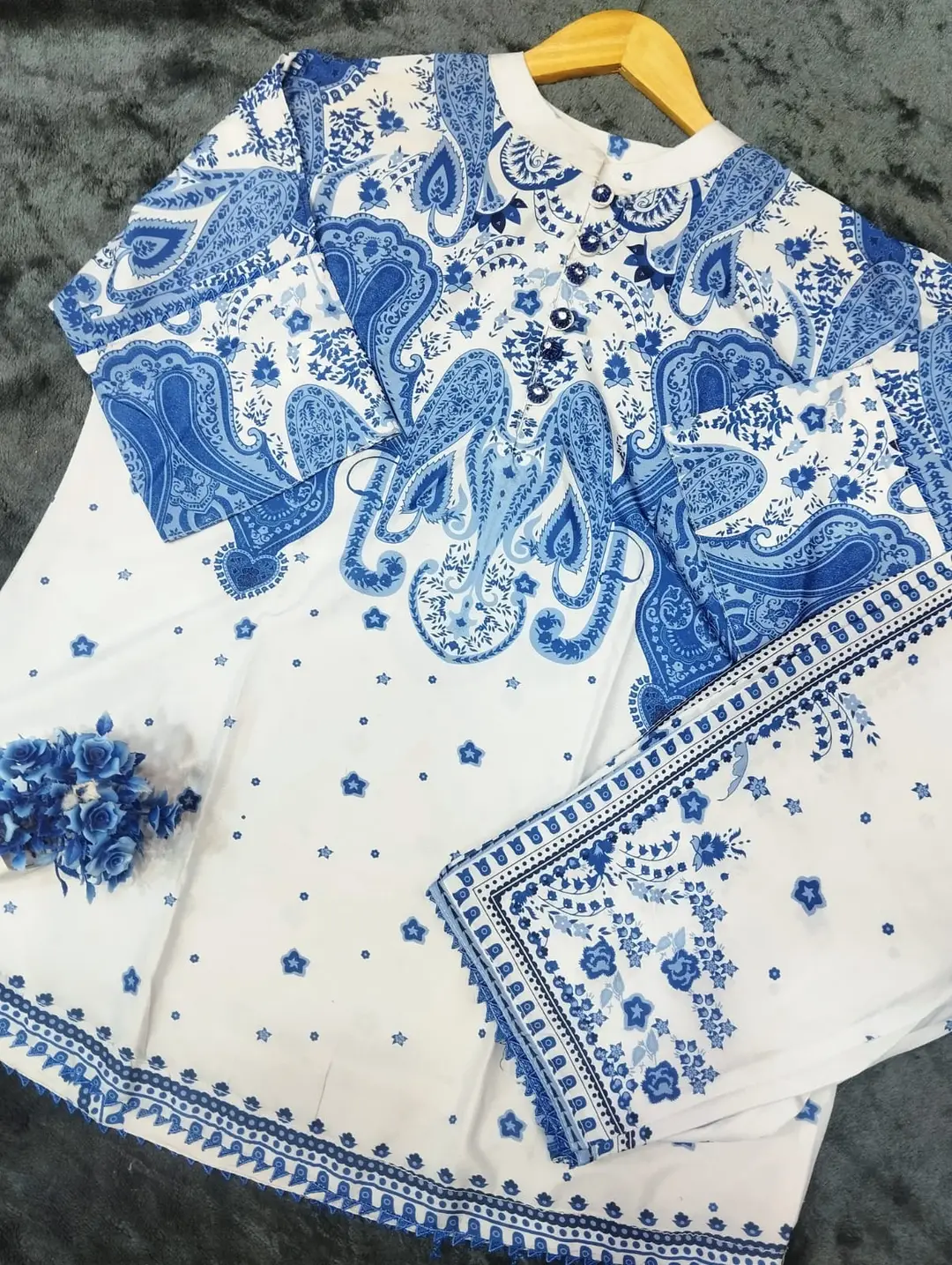 2 Pcs Women's Stitched Swiss Lawn Printed Co-Ord Set
