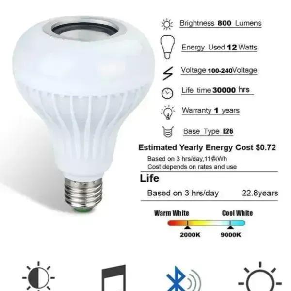 LED Music Bulb with Remote Control & Built-in Speaker