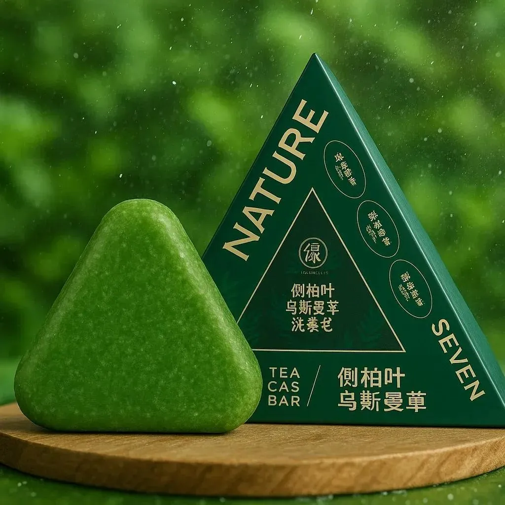 Triangular Shampoo Soap for Men Green Natural Extracts
