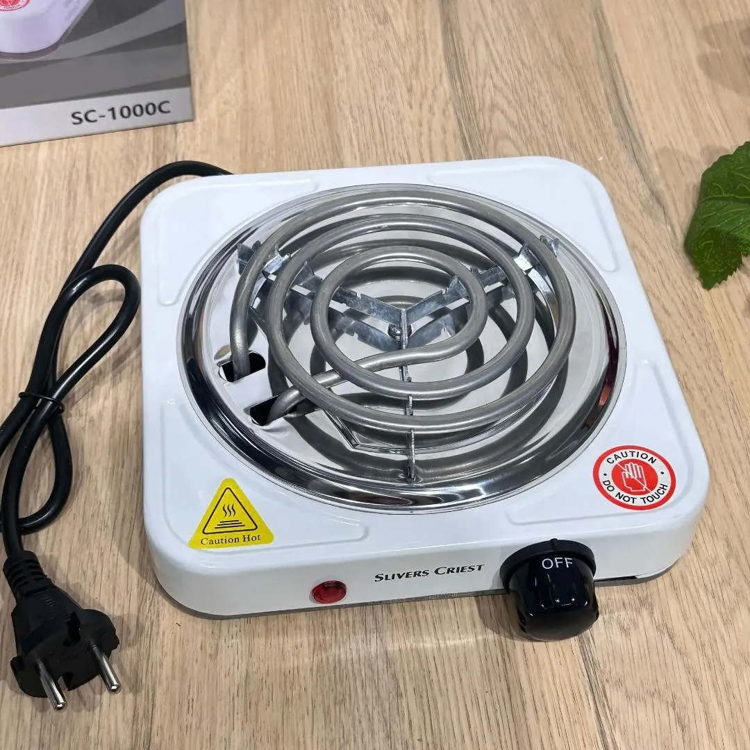 Electric Stove 1000W Stainless Steel White Compact
