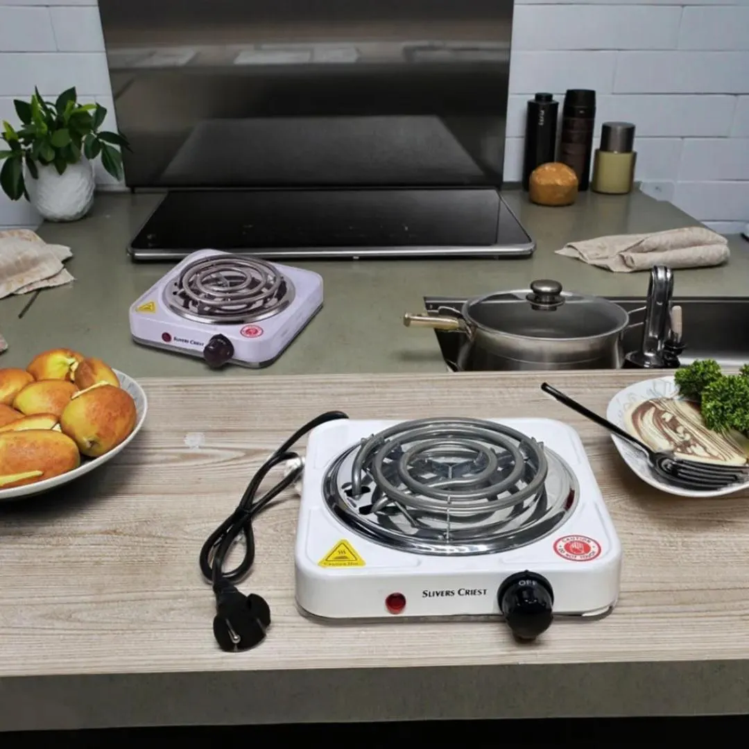 Electric Stove 1000W Stainless Steel White Compact