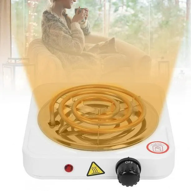 Electric Stove 1000W Stainless Steel White Compact