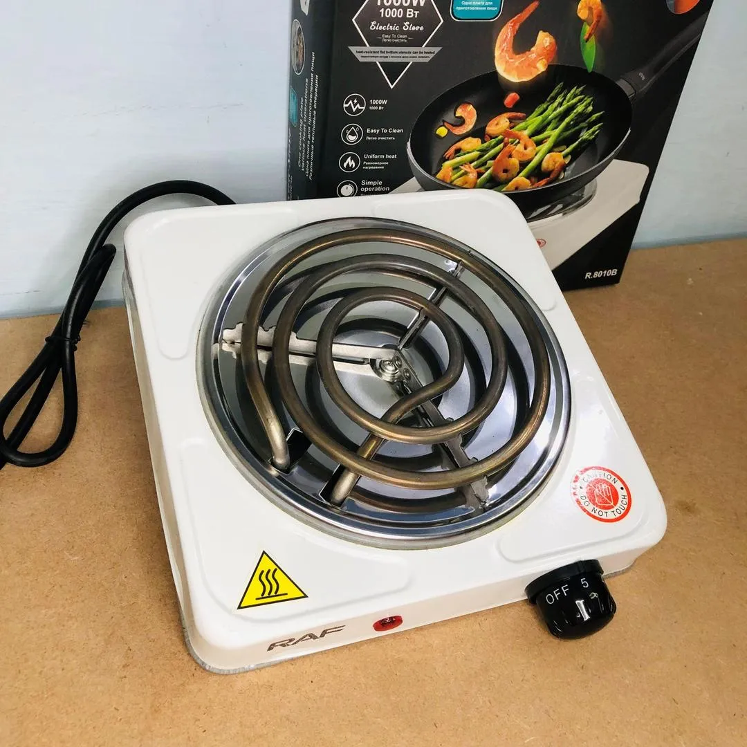 Electric Stove 1000W Stainless Steel White Compact