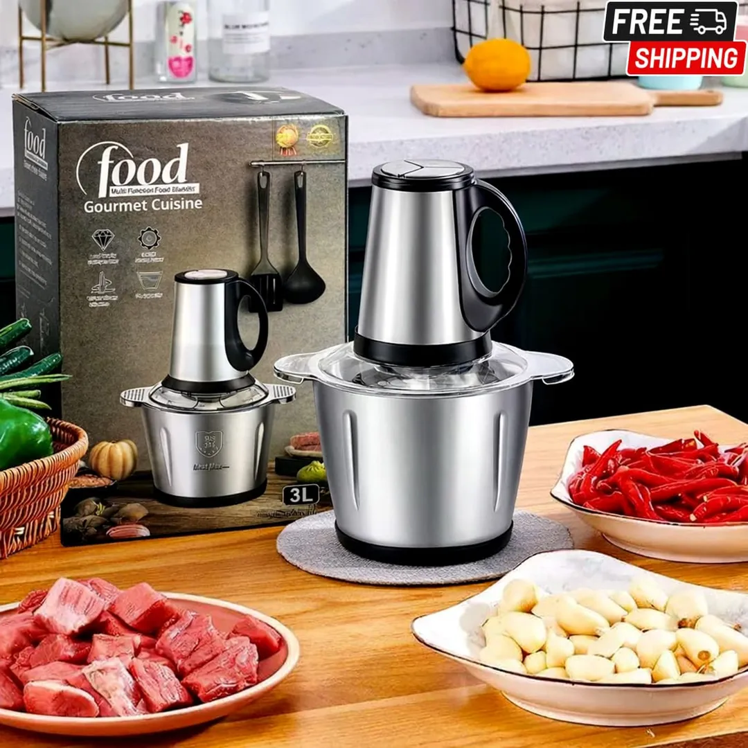 Electric Meat Chopper 3L Stainless Steel Chopper with 4 Blades & 3 Speeds