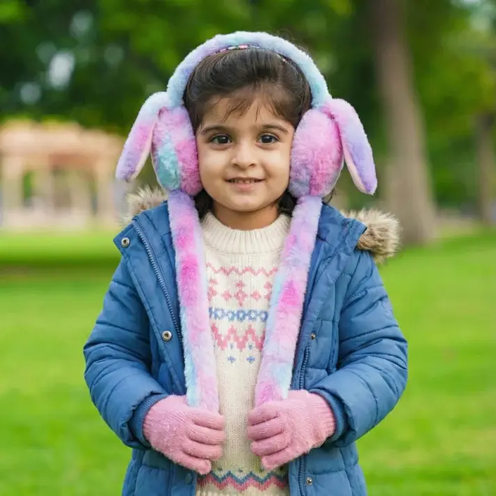 High Quality Moving Bunny Ear Muffs for Kids | Plush Rabbit Earmuffs with Moving Ears & Chu Chu Sound