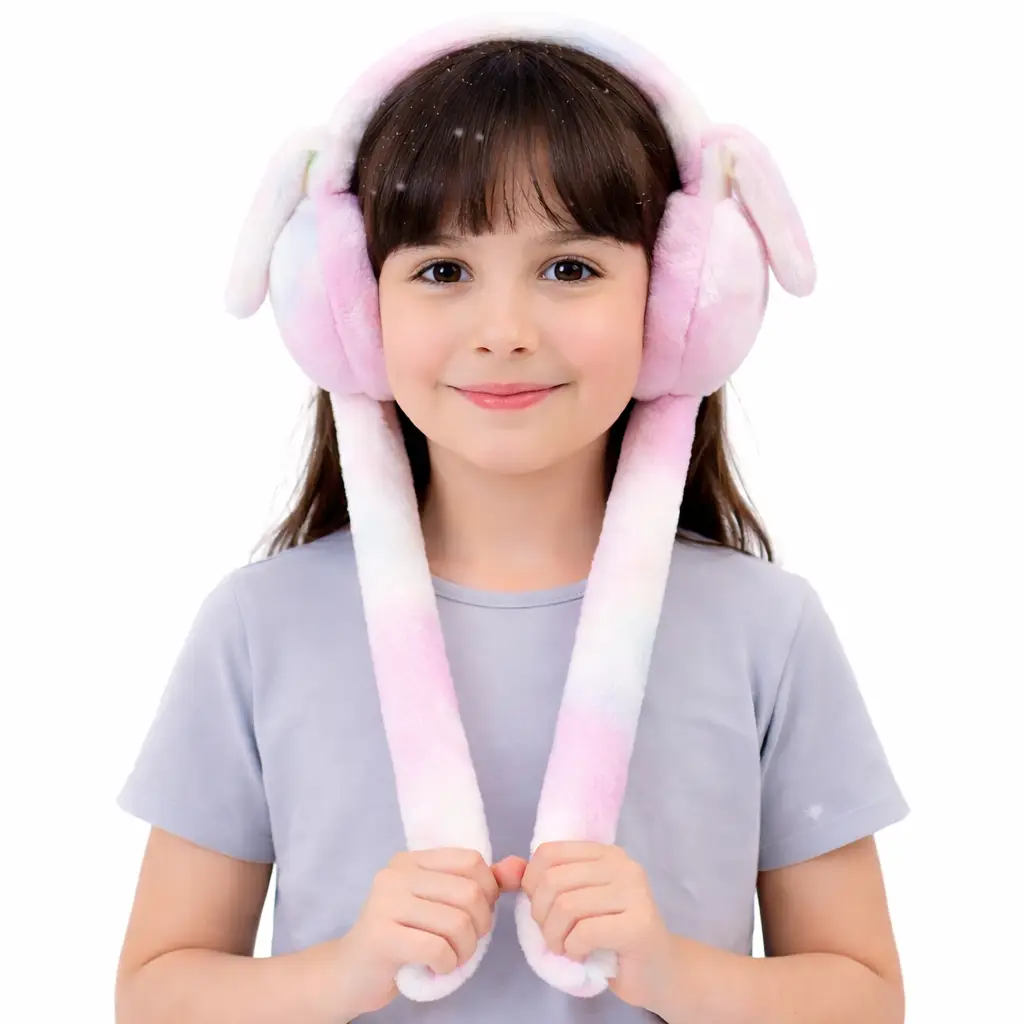 High Quality Moving Bunny Ear Muffs for Kids | Plush Rabbit Earmuffs with Moving Ears & Chu Chu Sound
