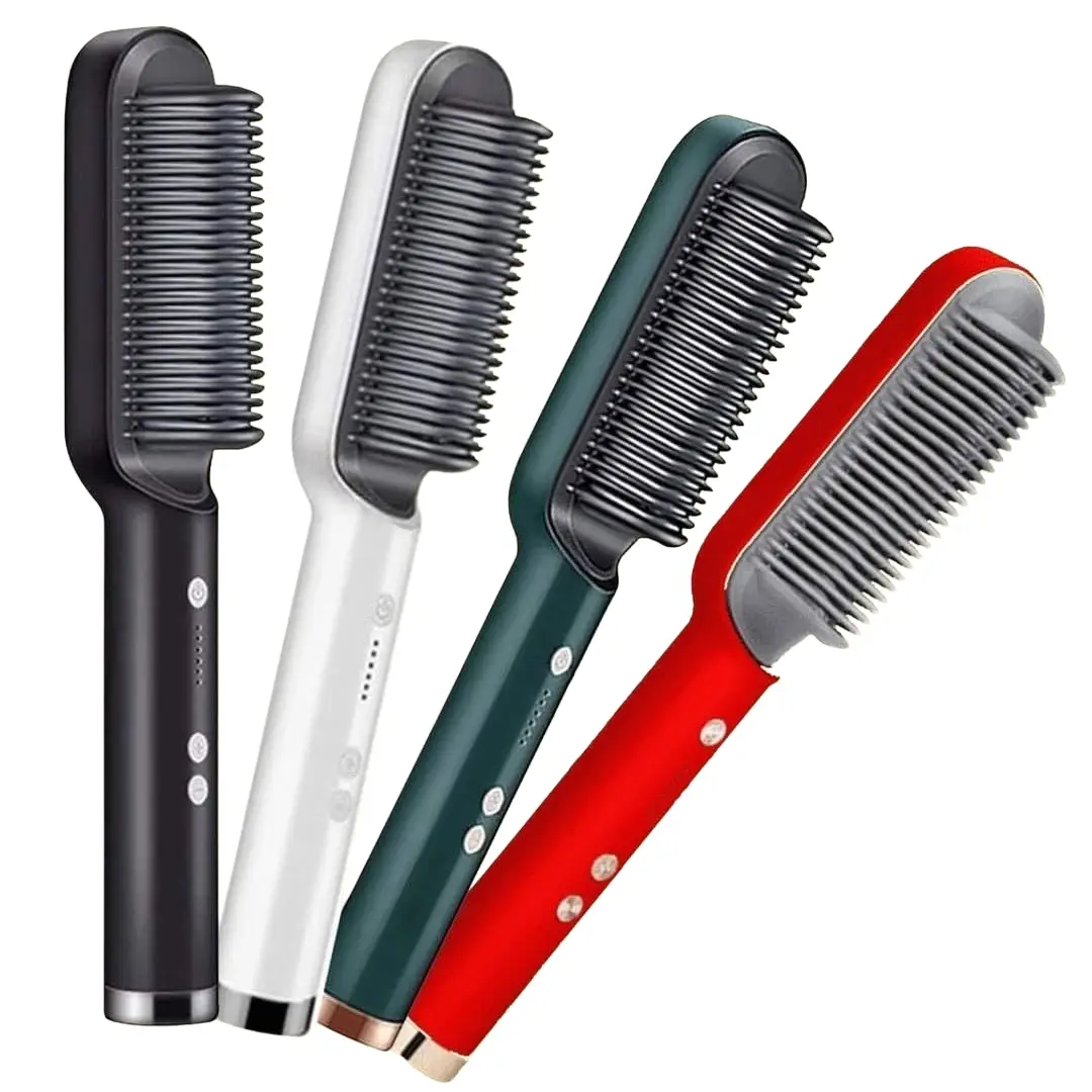 High Quality 2 in 1 Hair Straightener Brush & Curling Comb | Electric Heated Hair Straightening Brush | Anti-Scald Hot Comb