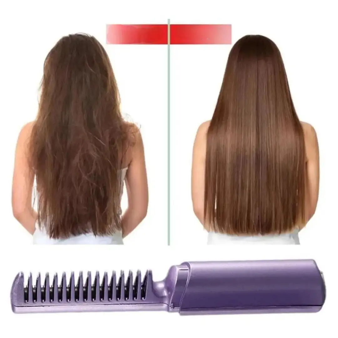 High Quality 2 in 1 Hair Straightener Brush & Curling Comb | Electric Heated Hair Straightening Brush | Anti-Scald Hot Comb