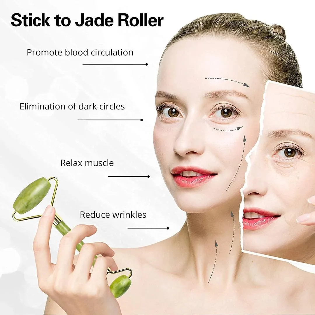 Jade Gua Sha Roller Green 30cm Natural Stone Face Care Tool