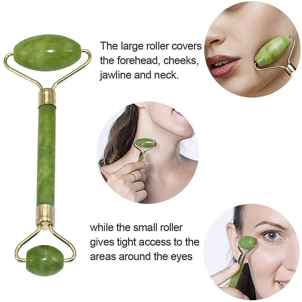 Jade Gua Sha Roller Green 30cm Natural Stone Face Care Tool