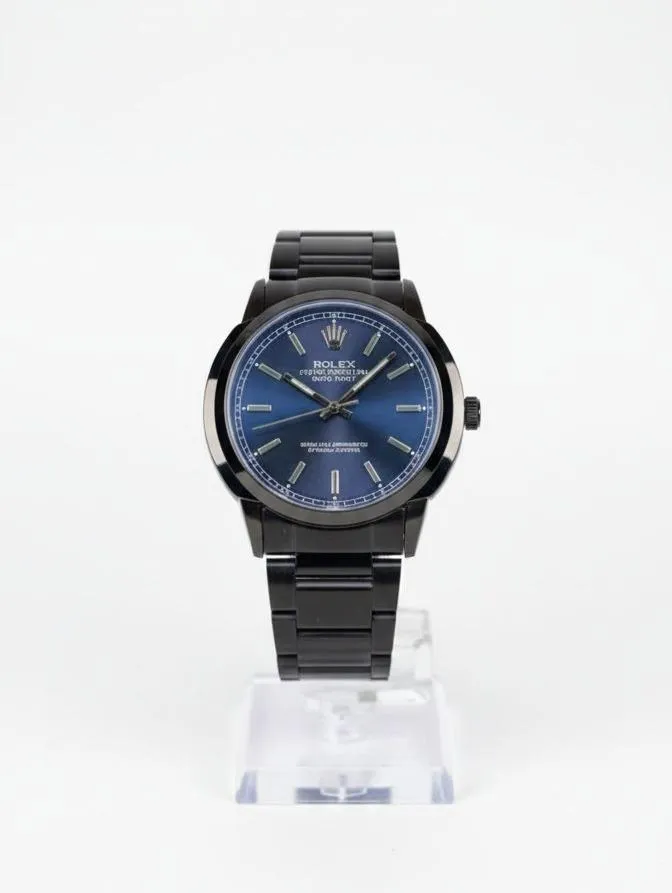 Men's Black Dial Analog Quartz Stainless Steel Watch 34mm