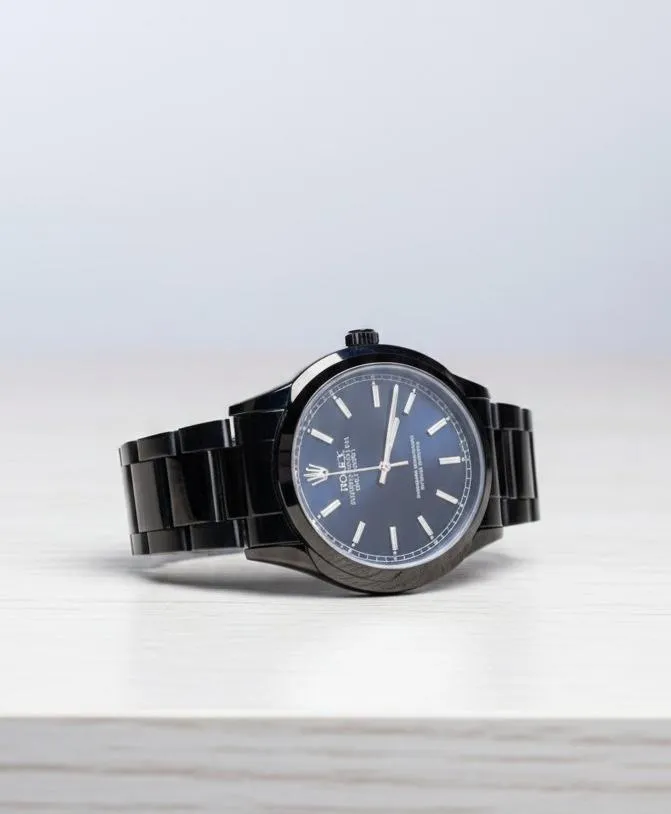 Men's Black Dial Analog Quartz Stainless Steel Watch 34mm