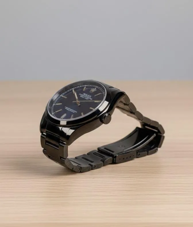 Men's Black Dial Analog Quartz Stainless Steel Watch 34mm