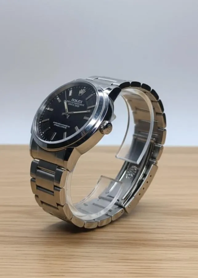 Men's Stainless Steel Black Dial Quartz Watch 34mm