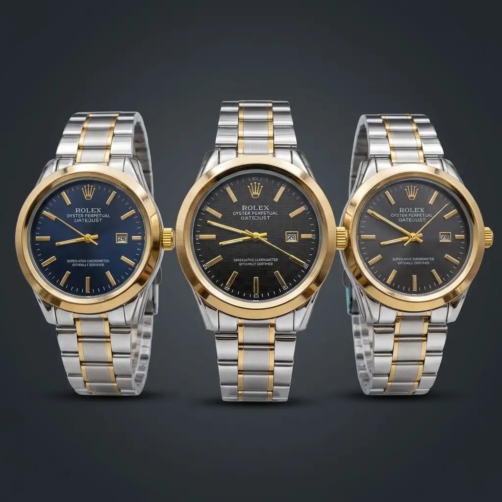 Men's Modern Stylish Look Watch With Date - Random Multicolor Dial - Art# M247 -RoxBj9008500Dt-S&G-0053