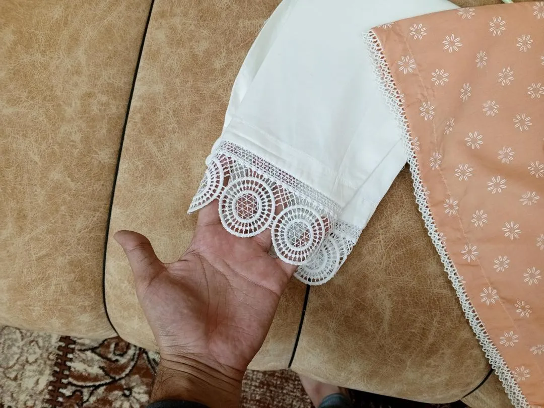 Peach Printed Kurta Set for Girls Small Size 2 Pcs Cotton Eid Wear