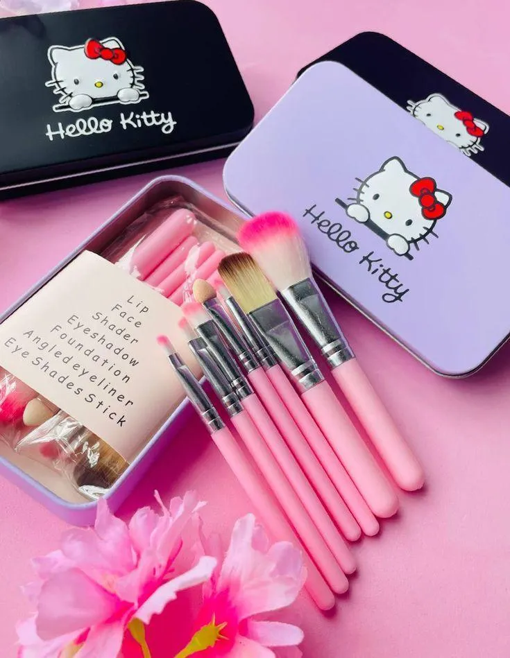 Hello Kitty Makeup Brushes Set Reusable Multicolor ABS