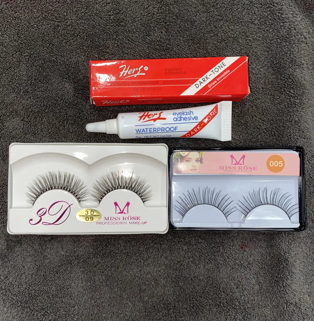 Pack of 2 High Quality Fake Eyelashes - Free Waterproof Eyelashes Glue