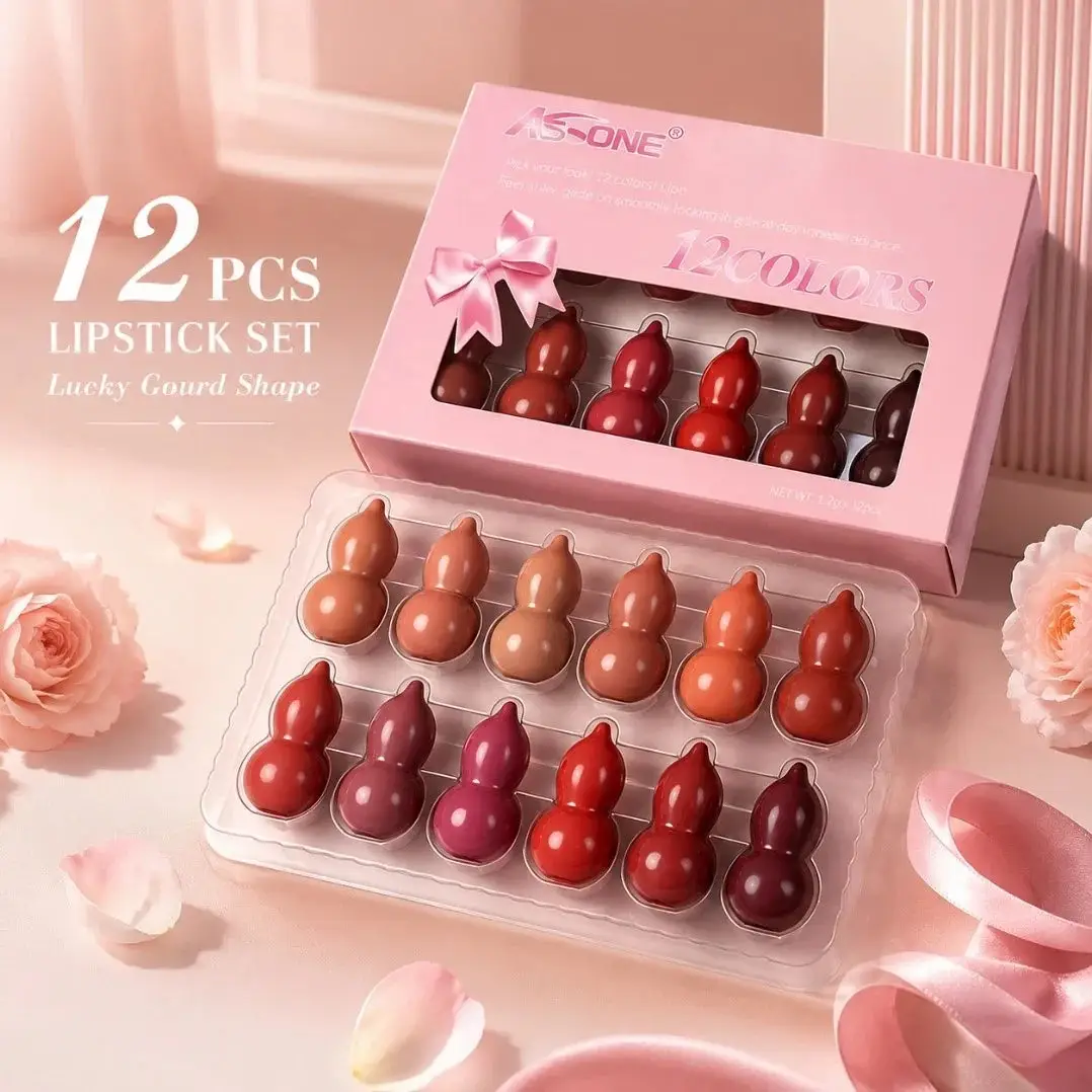 Ks One - Color Mini Peanut Shape Matte Lipsticks - 12 pcs