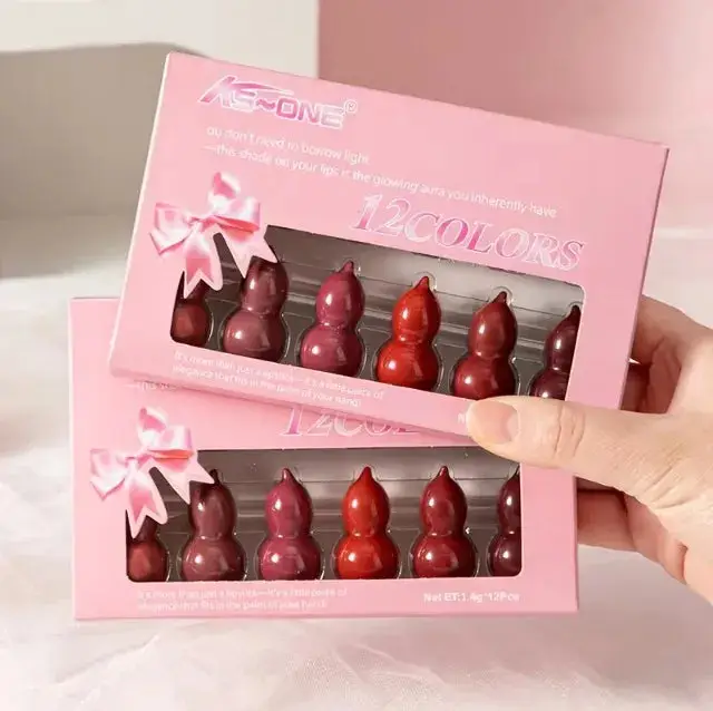Ks One - Color Mini Peanut Shape Matte Lipsticks - 12 pcs
