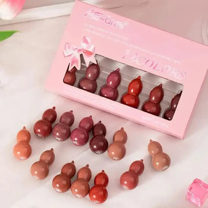 Ks One - Color Mini Peanut Shape Matte Lipsticks - 12 pcs