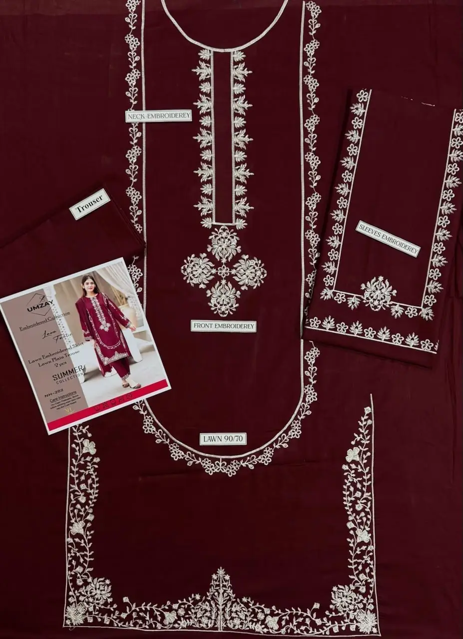 2 Pcs Women's Unstitched Embroidered Suit