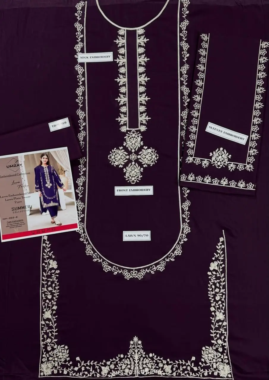 2 Pcs Women's Unstitched Embroidered Suit