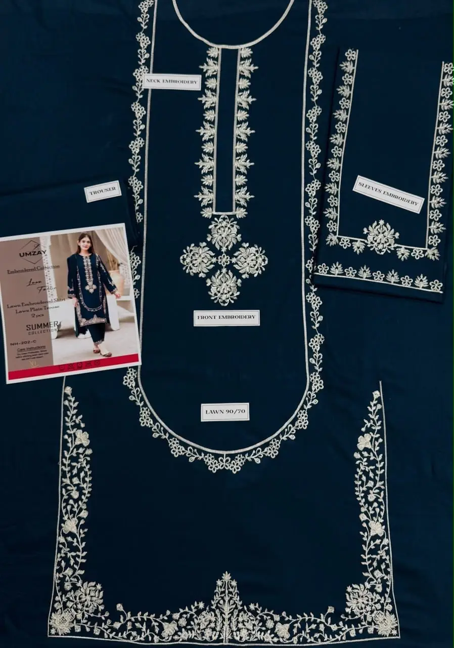 2 Pcs Women's Unstitched Embroidered Suit