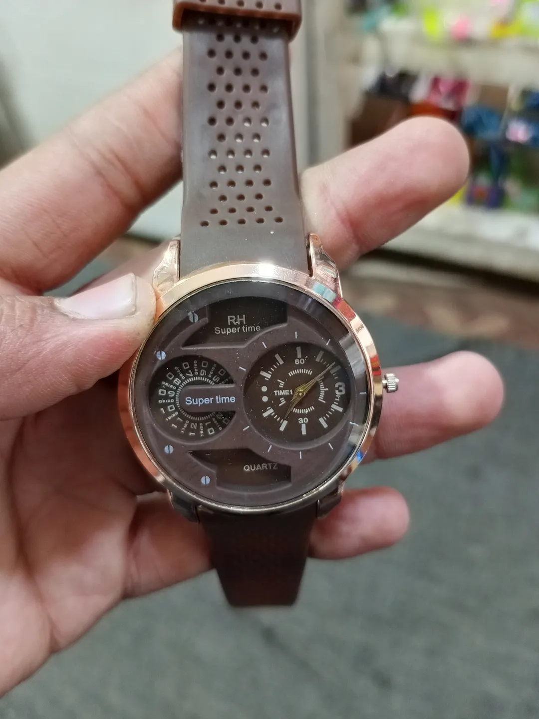 Unisex Rose Gold Analog Watch Brown Strap 6cm