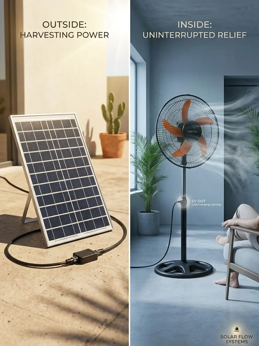 Portable Rechargeable Fan with Solar Plate - 1 Pc, Reliable & Efficient for Everyday Home Use