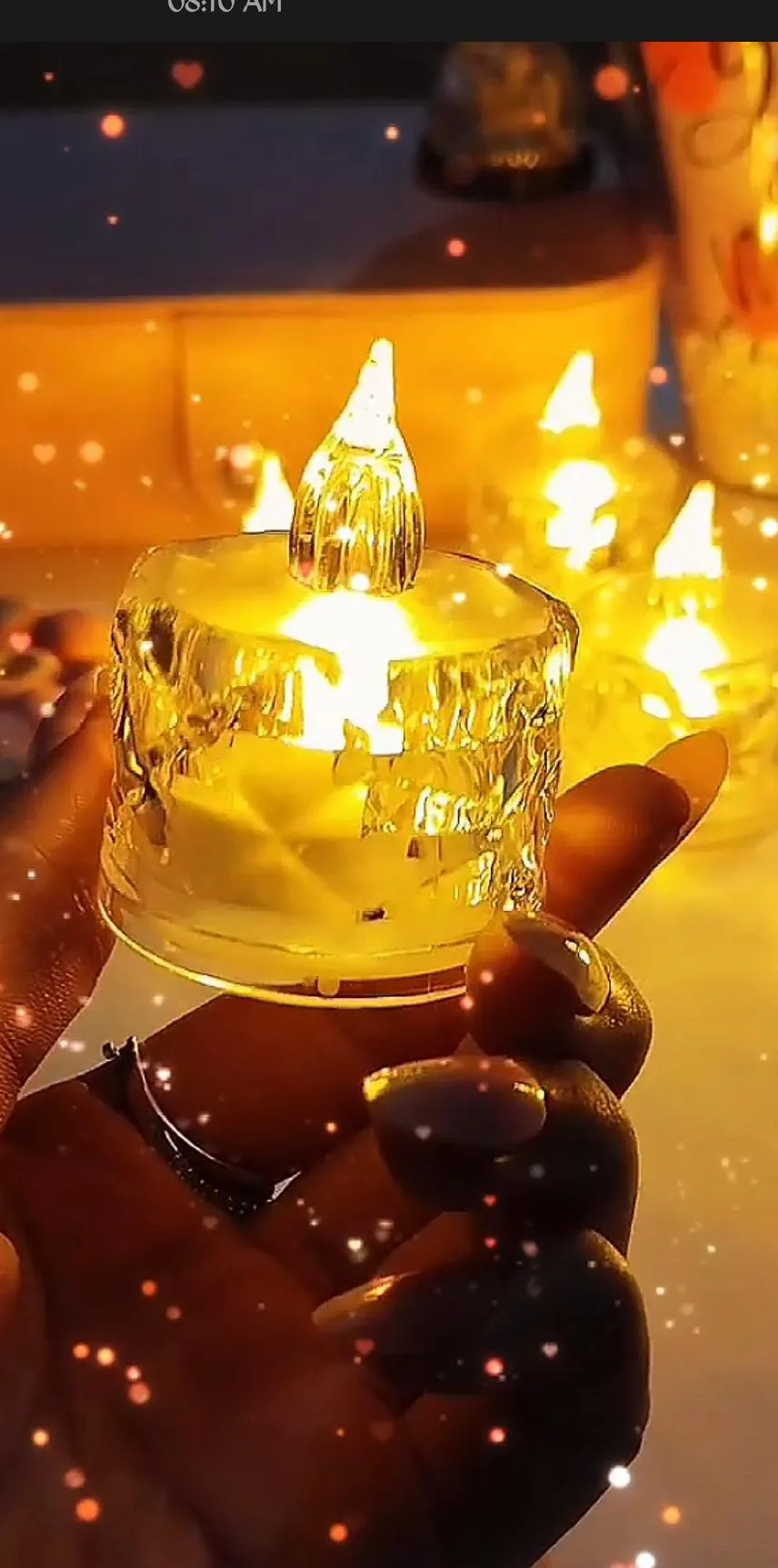 Silver Crystal LED Candles Pack of 12 Battery Operated