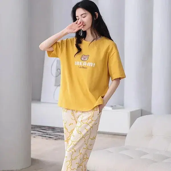 2 Pcs Women's Stitched Cotton Jersey Printed Night Suit