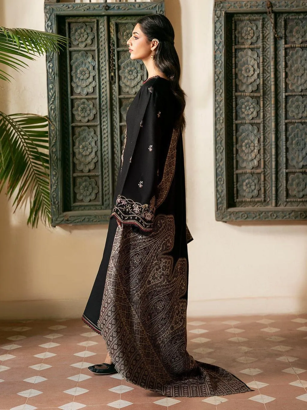 Black Embroidered 3-Piece Lawn Suit for Eid & Weddings