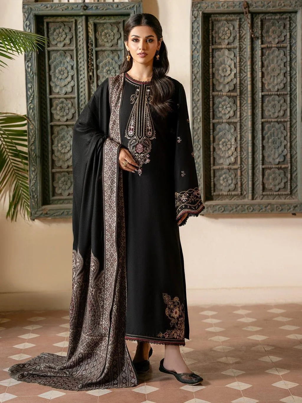 Black Embroidered 3-Piece Lawn Suit for Eid & Weddings