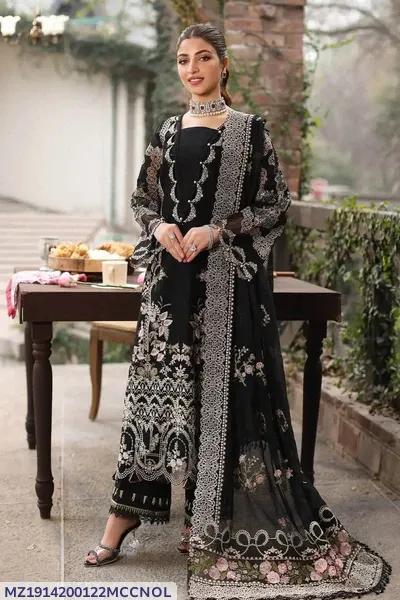 Black Embroidered Lawn 3Pcs Set for Women