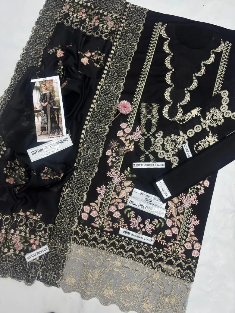 Black Embroidered Lawn 3Pcs Set for Women