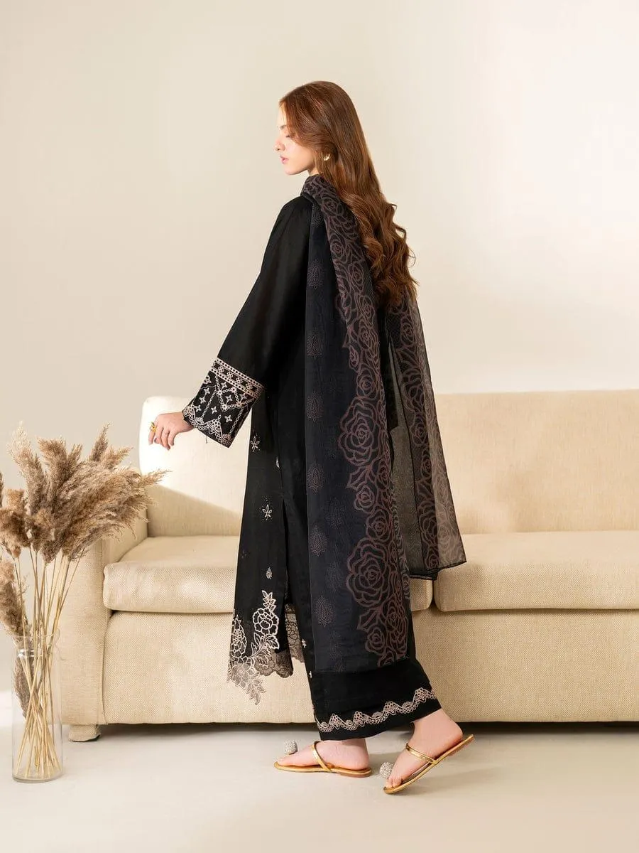 Black Embroidered Lawn 3Pcs Set for Women