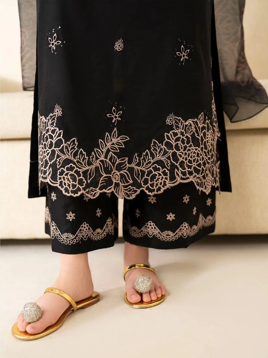 Black Embroidered Lawn 3Pcs Set for Women