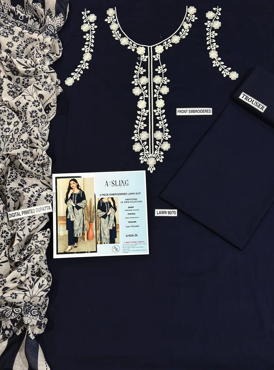 MIX TRENDING DESIGNS 3 Pcs Unstitched Embroidered Suit