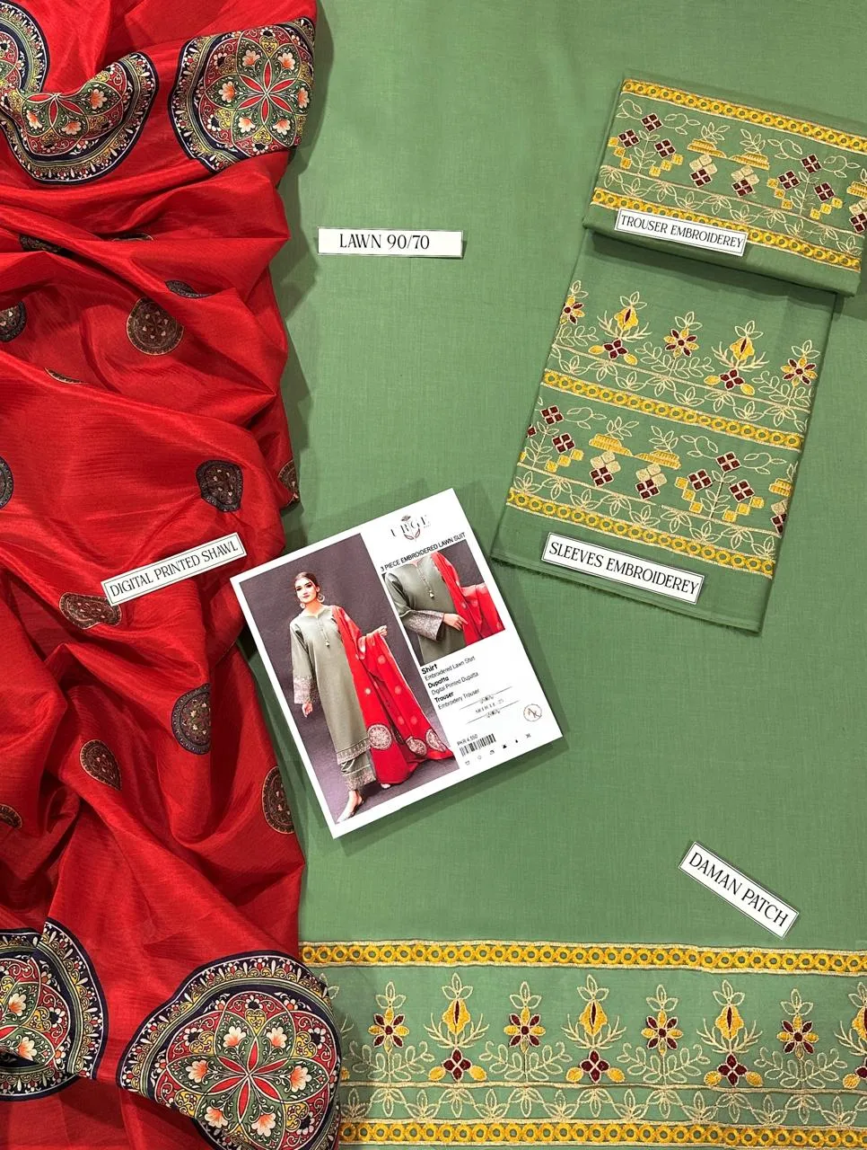 MIX TRENDING DESIGNS 3 Pcs Unstitched Embroidered Suit