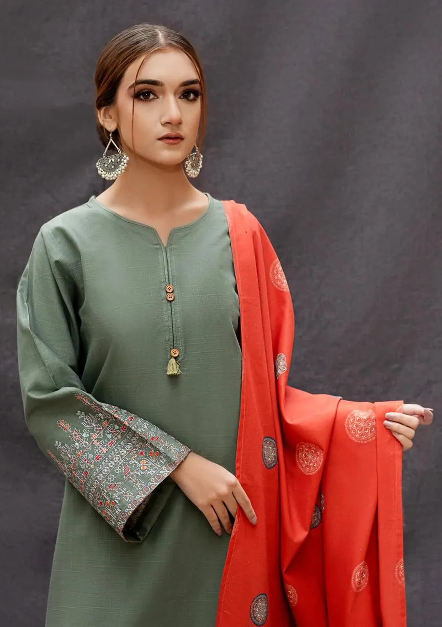 MIX TRENDING DESIGNS 3 Pcs Unstitched Embroidered Suit